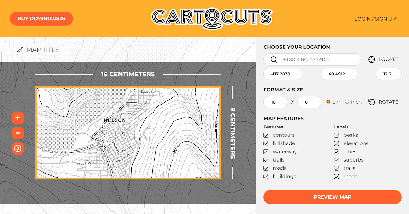 Sample screenshot of Cartocuts Map Maker